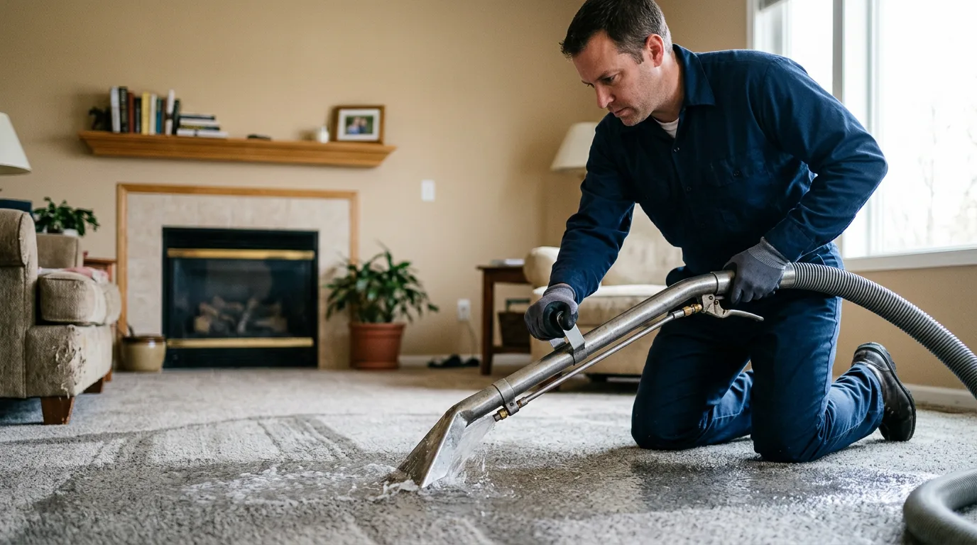 Water damage restoration technician working near Kennebunk, ME